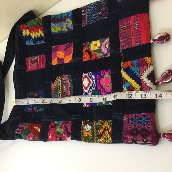 Boho Embroidered Bag Hobo Crossbody Navy Multicolored NWOT - Picture 6 of 7